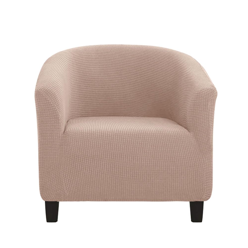 YeGang Tub Chair Covers 1 Piece, Bucket Chair Covers High Stretch Club Chair Covers Soft Armchair Slipcovers for Dining Living Room Office Reception (Light Camel)