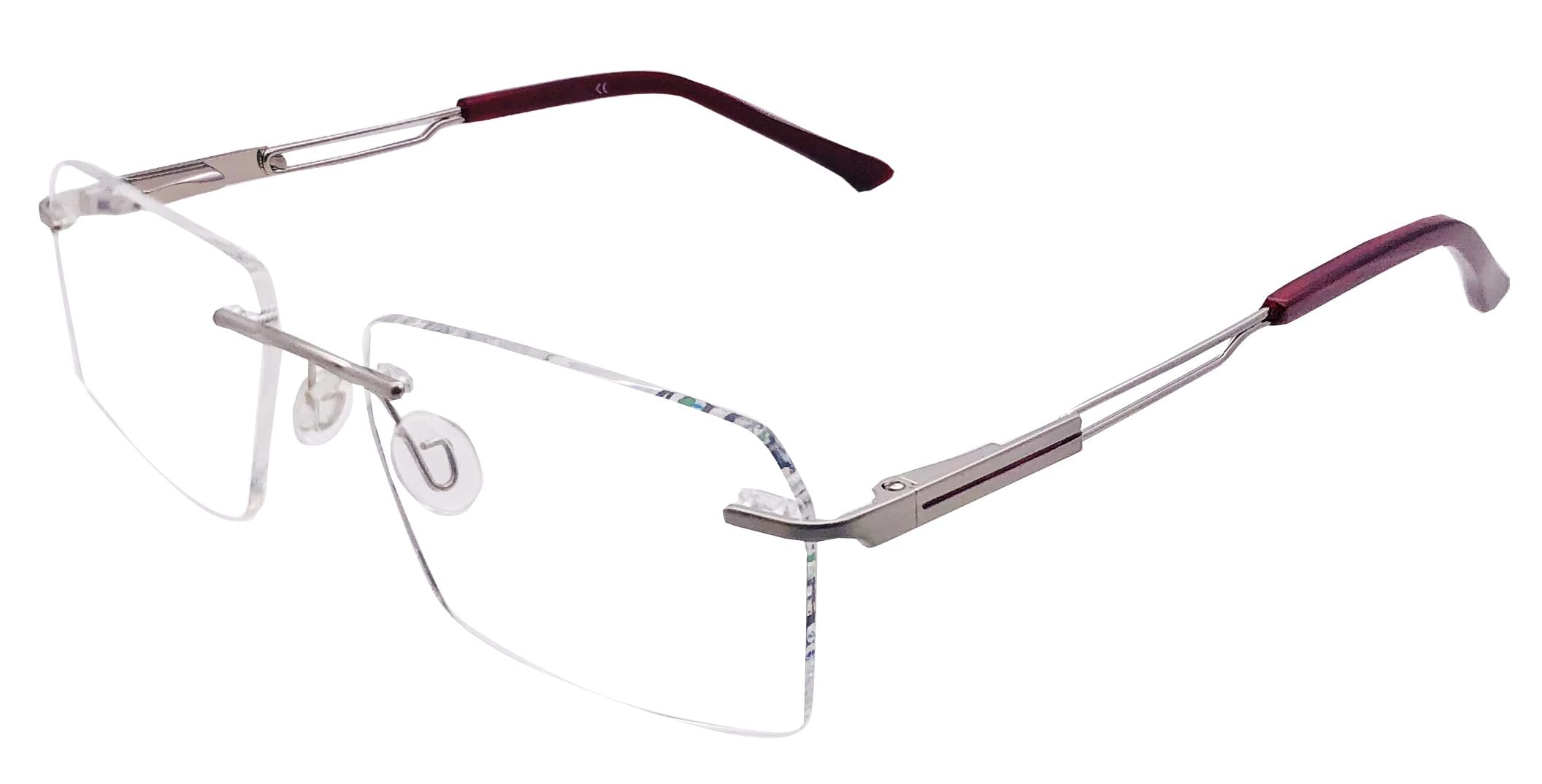 RSINC RimLess frame/eyeglass/Spectacle, Optical, Metal & Plastic For Men And Women, Modern,Unisex, Business, Collage, Fashion, School, Ladies, Sports,Titex Silver Red 224803 54-17-140 | IB 21 | N1