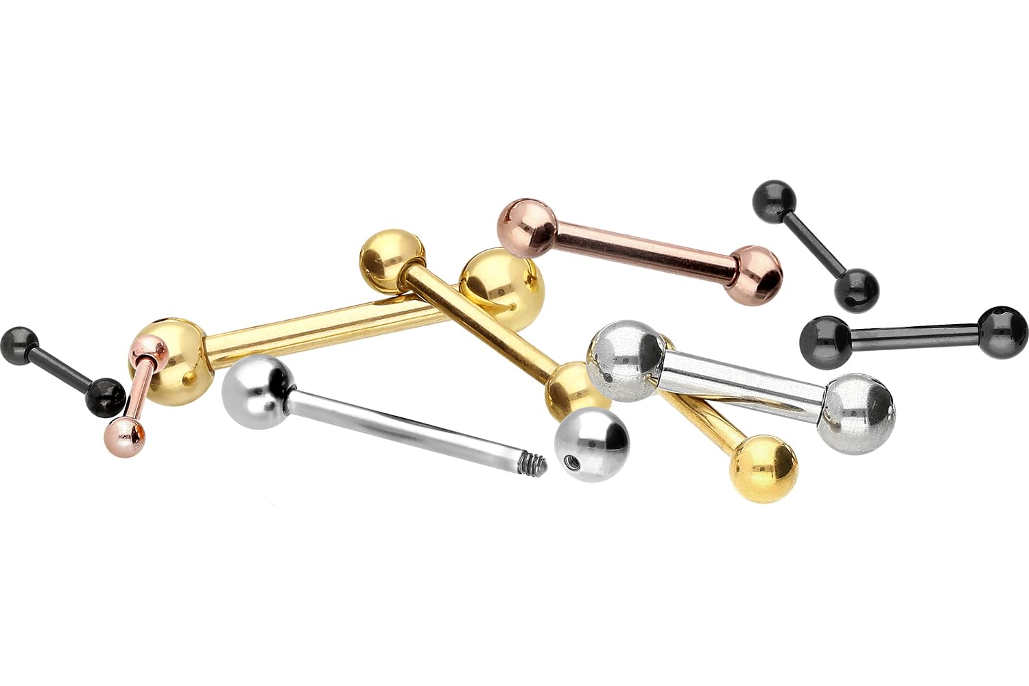 Piercingline Piercing in titanio, 2 sfere per lingua, petto, orecchio o zone intime, diverse misure e colori a scelta