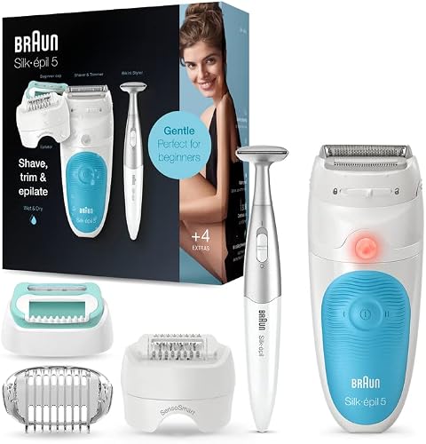Braun Epilator Silk-épil 5 5-810, Hair Removal for Women, Shaver & Bikini Trimmer, Cordless, Rechargeable, Wet & Dry