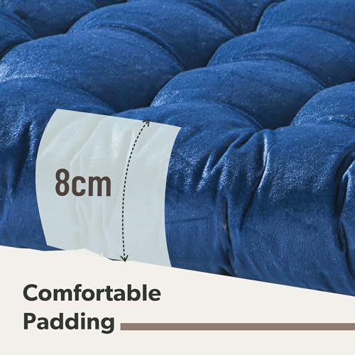 Image of Kuber Industries 2 Pcs Heavy Velvet 16 Inch Chair Pad Cushion with Drawstrings for Dining, Office & Home | Soft Seat Pad | Support for Long Sitting | Navy Blue