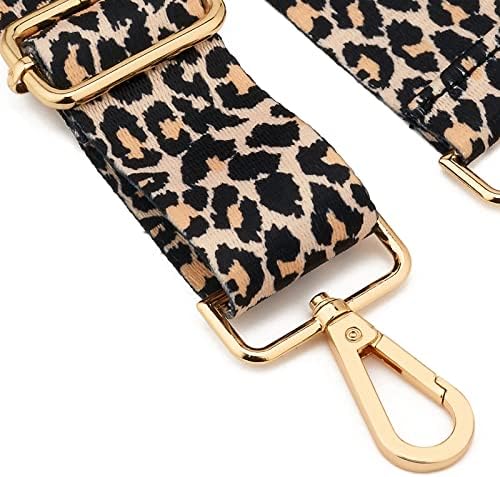 ZOOEASS Wide Shoulder Strap, Guitar Style Adjustable Purse Strap with Gold Buckle Replacement Woven Crossbody Straps for Handbags((3.8CM) Leopard2) - 2
