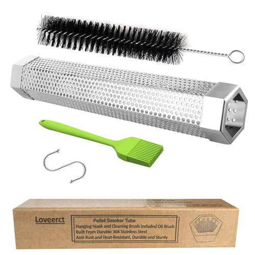 Pellet Smoker Tube 12in Stainless Steel BBQ Smoke Tube for Hot or Cold Smoking 5 Hours of Billowing smoke,Stainless Steel Pellet Smoker Tube for All Grill or Smoke Tube for Pellet Smoker