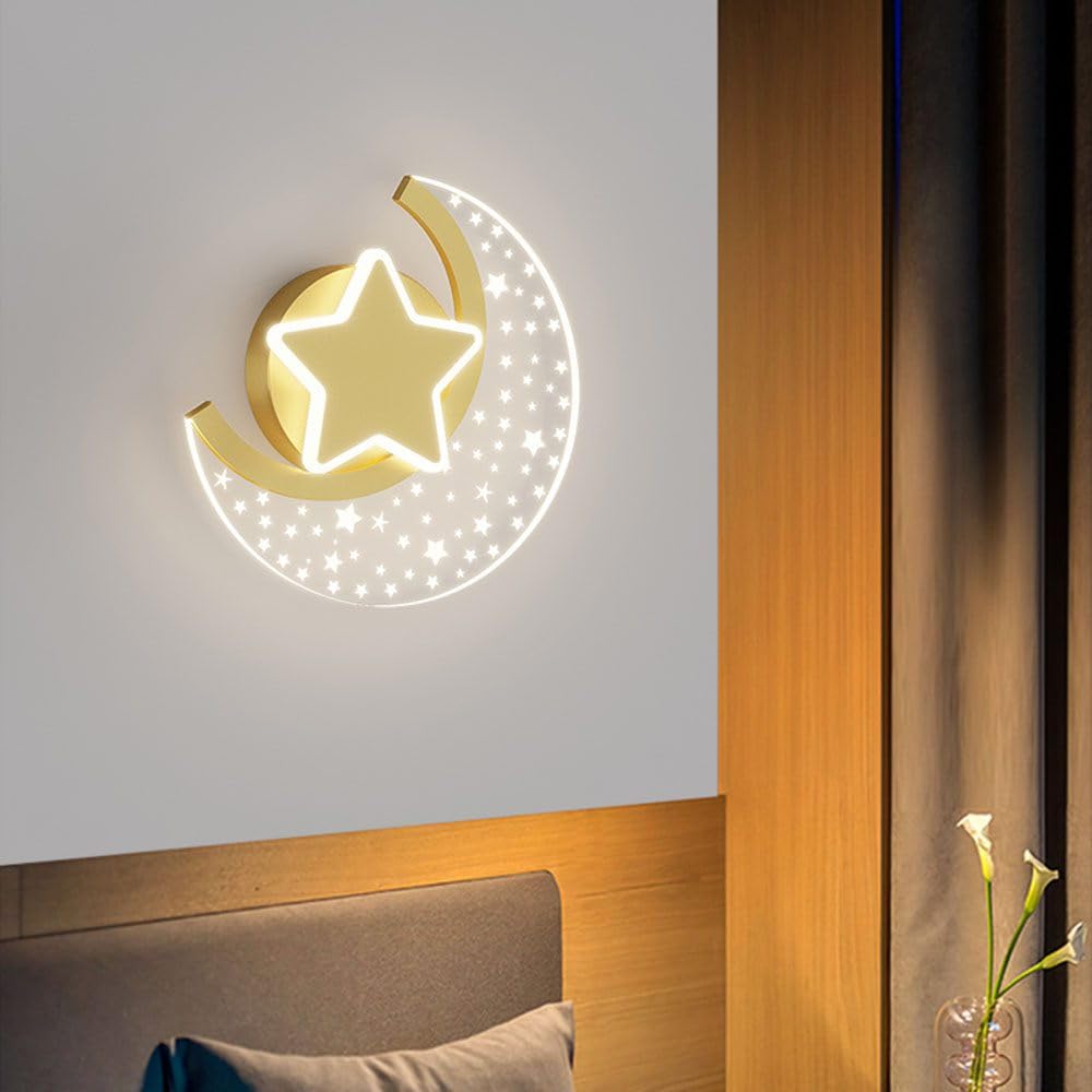 Lampa ścienna LED 12 W, księżyc, gwiazda, do pokoju dziecięcego, do pokoju dziecięcego