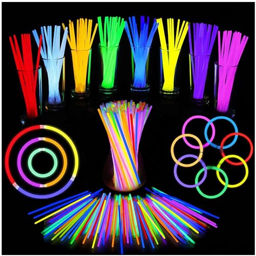 Loiina Glow Sticks 100pcs 8 with Connectors - Glow Bracelets Necklaces for Kids Adults Party Festival Halloween Wedding Christmas