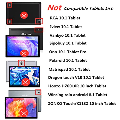 Hminsen Case For Yellyouth 10.1 Inch Android Tablet, Silicone Adjustable Stand Cover Compatible With Foren-Tek 10,Hoozo 10,Wecool 10.1 Inch Android Tablet, Zonko 10.1 Inch Tablet (Black) #TOP2