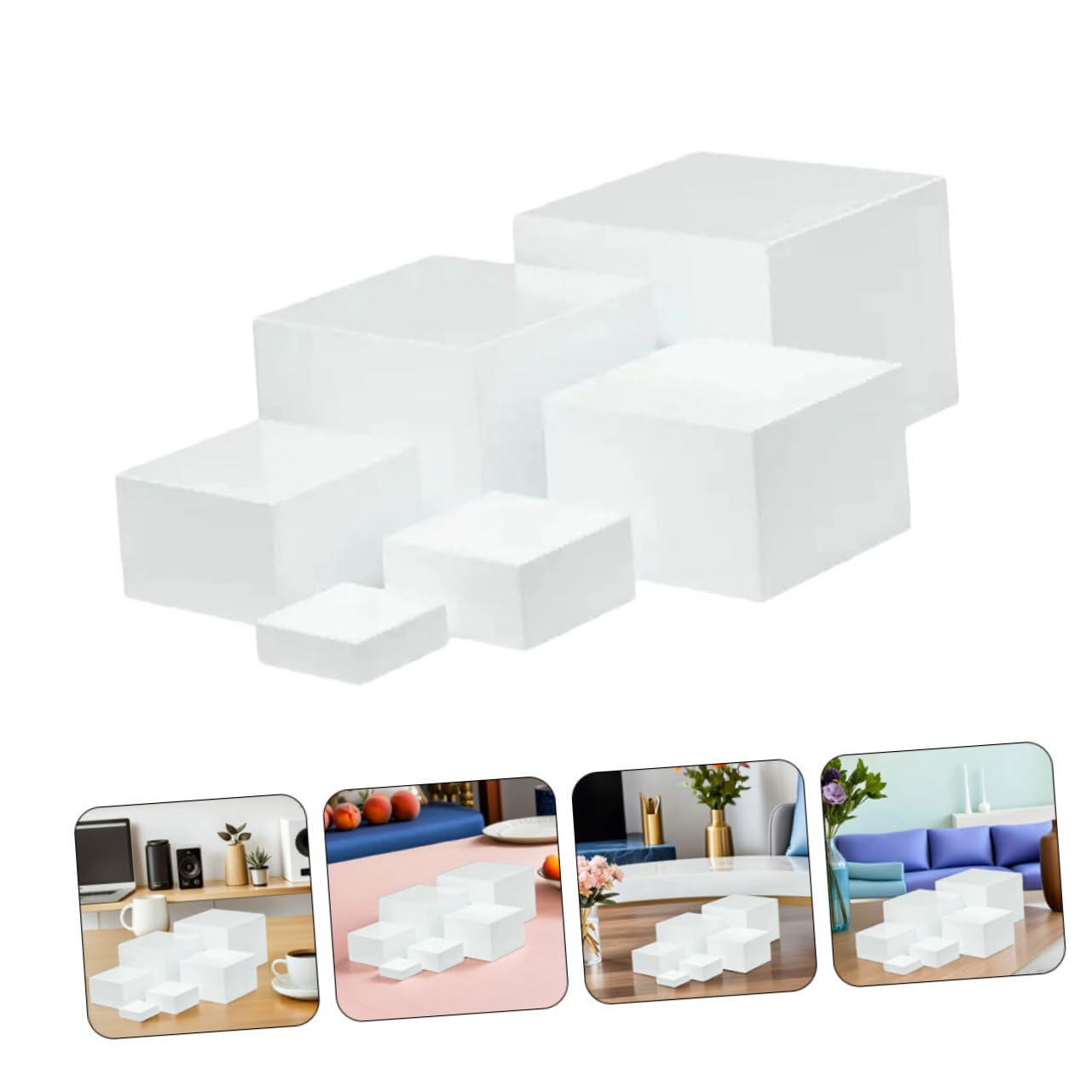 Ciieeo Alzate da Tavolo in Plastica Bianco 6 Pezzi Cubo Multifunzionale per Dessert e Pasticceria per Matrimoni e Feste