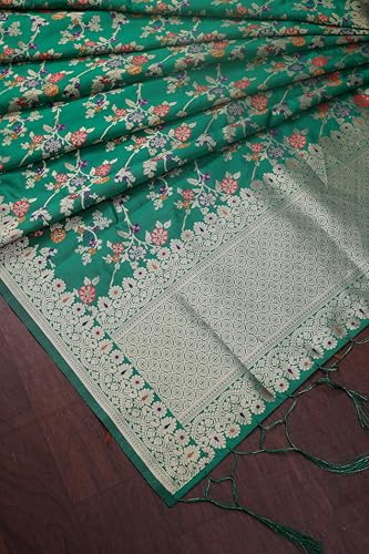 Image of DEVANGI Women's Woven Banarasi Silk Dupatta /Chunni For Women, Floral Print 1 Meter Wide and 2.3 Meter Length Printed Designer Dupatta /Chunni For Girls