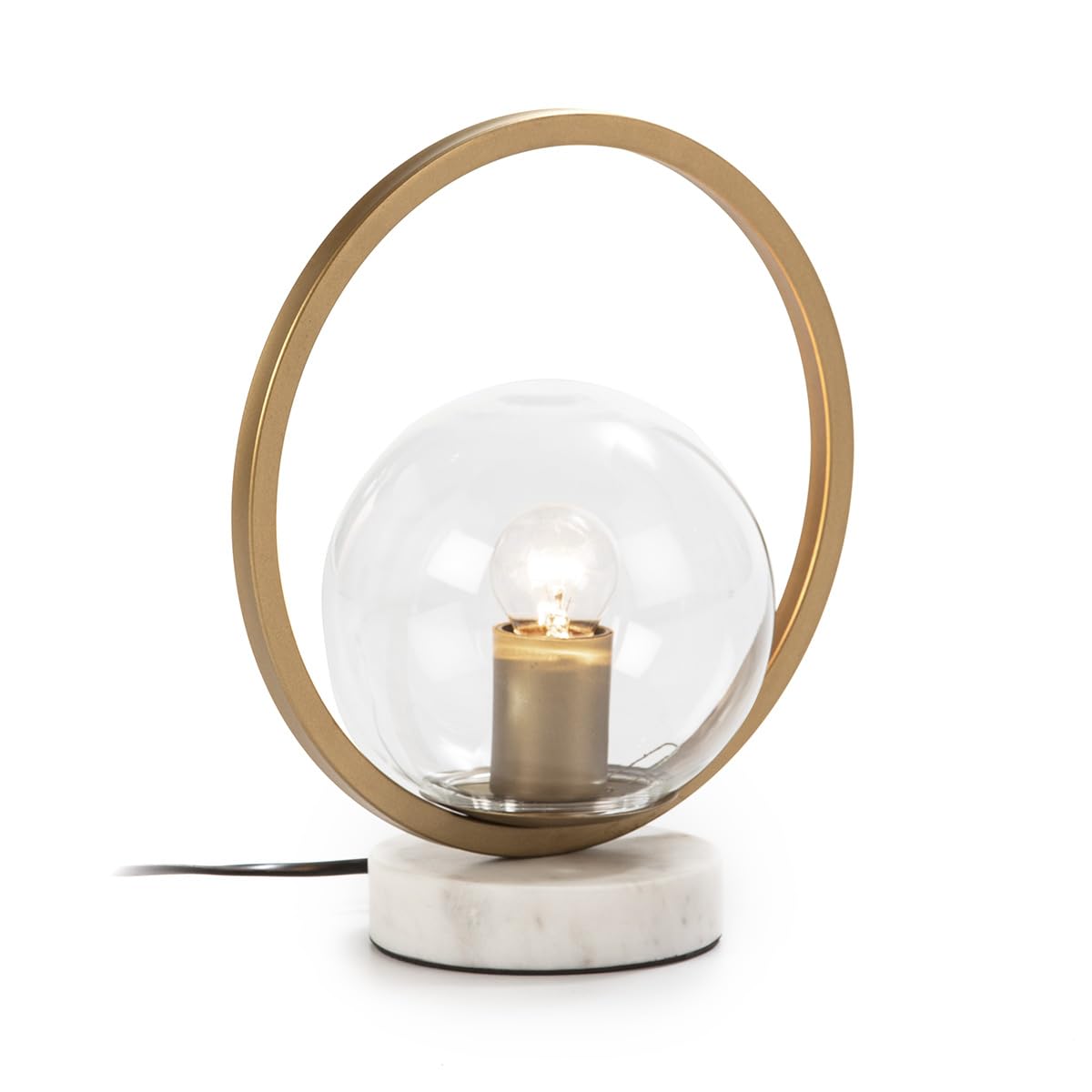 LAMPARA SOBREMESA 25X15X29 CRISTAL/MARMOL BLANCO/METAL DORADO