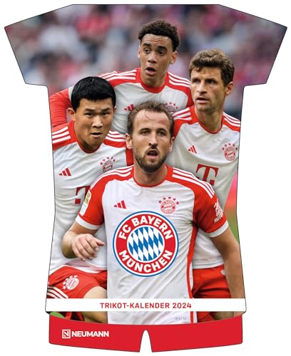 N NEUMANN VERLAGE FC Bayern München Wandkalender 2024, im Format 34,1 x 42 cm, Monatskalender, Fussballkalender im Trikotformat