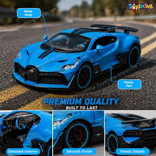 Image of Toyshine 1:32 Scale Die Super Fast Racing Model Car with Music and Lights Along with Pull Back Function Opening Doors Feature for Kids Boy Girl 3+, Blue