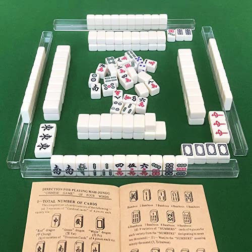 Yiniuren Travel Mahjong Set Portable 144 Sheets Ivory Mahjong Travel Family Leisure (Size 0.8 * 0.6 * 0.4 Inch) #TOP4