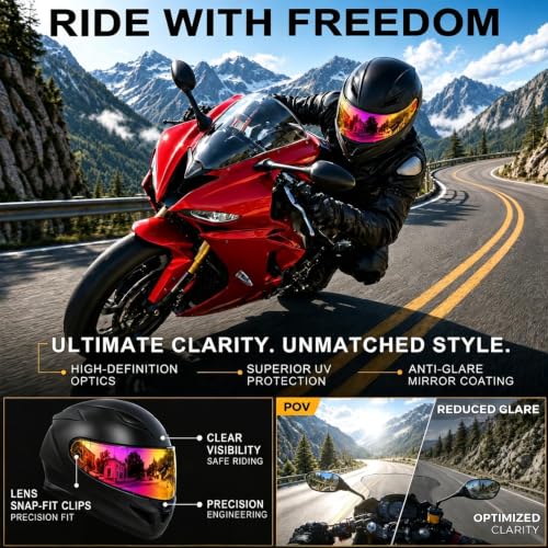 Image of PSLER RF-1400 RF 1400 visor - CWR-F2R Face Shield Helmet Visor Motorcycle Helmet Shield Accessories Replacement for RF 1400 CWR-F2R NXR2 Z8,Deep Rose Red