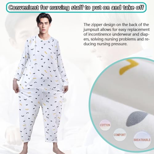 Image of Unisex Jumpsuit with Back-Zipper,Suitable for Alzheimer's,Dementia Patient,Seniors,Incontinence Care