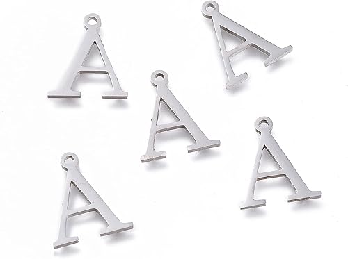 Miniatura 4 de Dijes de acero inoxidable 304 con letras griegas del alfabeto griego, dijes de alfabeto de metal, varios lotes a granel, dijes de letras para hacer