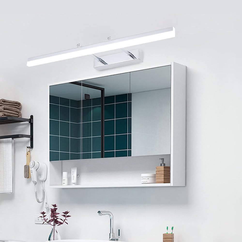 Genérico Lámparas de baño sobre Espejo, lámparas LED para baño, Apliques de Pared sobre Espejo con Brazo retráctil, Acabado Plateado, Apliques de Pared Minimalistas para Interiores.