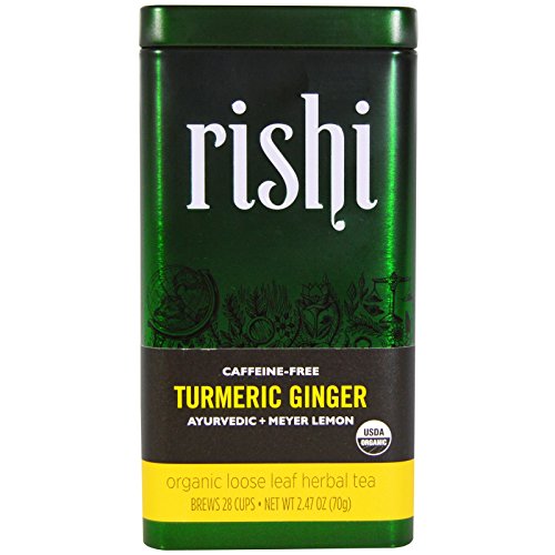 Rishi Tea, Turmeric Ginger, Organic Loose Leaf Herbal Tea, Ayurvedic + Meyer Lemon, 2.47 oz (70 g) - 2PC