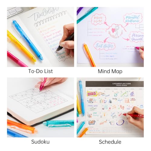 Image of Lineon Erasable Gel Pens, 15 Colors Retractable Fine Point Erasable Pens Clicker for Back to School, Assorted Color Inks, Make Mistakes Disappear for Drawing Writing Planner and Crossword Puzzles