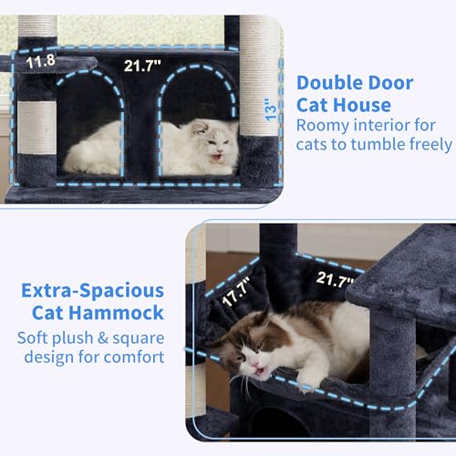 Image of Heybly Tall Cat Tree for Large Cat, 80-inch Multi-Level Cat Tower HCT038G