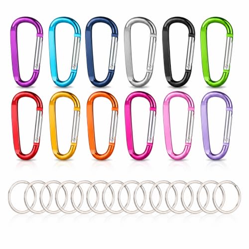 Image of Carabiner Caribeaner Clip,3 inch Large Aluminum D Ring Shape Carabeaner with Keyring Keychain Hook