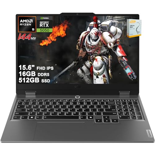 LOQ Gaming AI Laptop | 15,6" FHD IPS 144Hz (100% sRGB G-SYNC) | AMD 6-core Ryzen 5 220 | 16 GB DDR5 512 GB SSD | GeForce RTX 5050 440 AI Tops | Videocamera per la privacy retroilluminata da 5