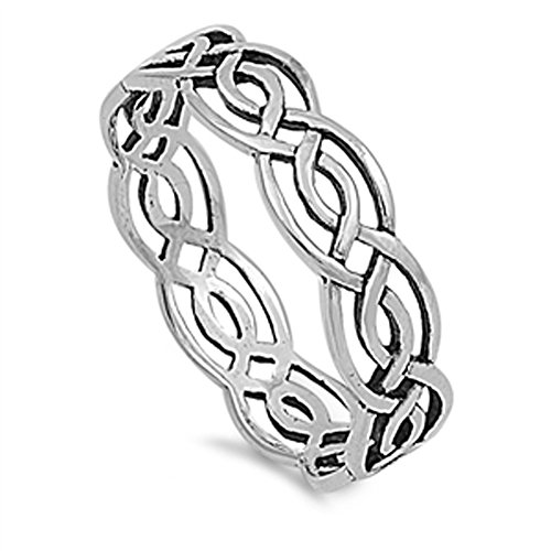 Oxford Diamond Co Wicca Weave Celtic Ring Sterling Silver 925 (Sizes 4-15)