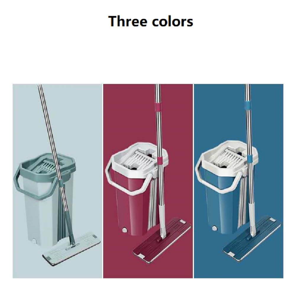 Kit Balai Serpillère & Seau Essoreur - L'ensemble Comprend 1 Vadrouille Et 1 Seau, Ainsi Que 6 Chiffons De Nettoyage, 1 Raclette De Nettoyage, Serpillères Tous Types De Sols,Rouge