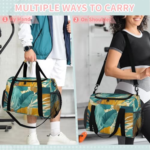 Cartoon Leaves Travel Duffel Bag Weekender Overnight Bags for Women Men Foldable Waterproof Tote Bag with Trolley Sleeve4