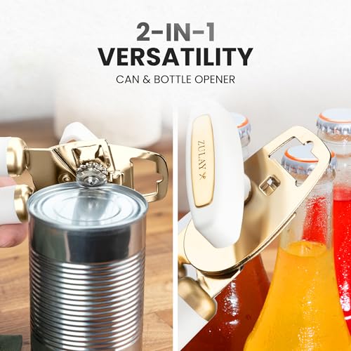 Image of Zulay Kitchen Manual Can Opener Heavy Duty Patented Stainless Steel, Gold