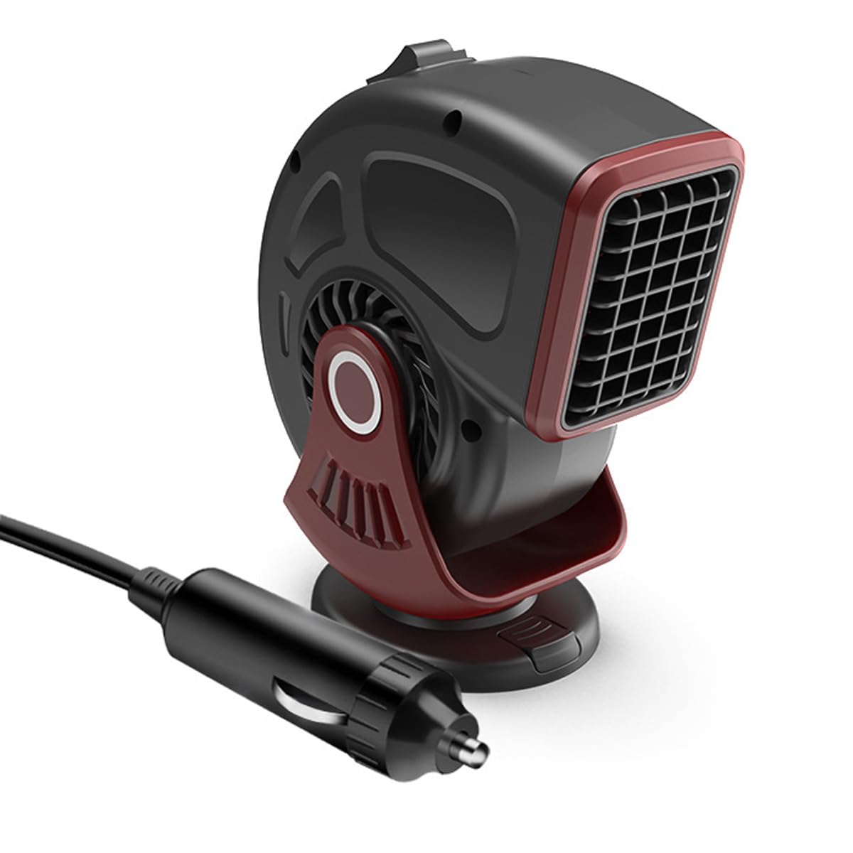 Car Heater 12V 150W, Portable Fast Heating & Cooling 2-in-1 Mode Fan, Cigarette Lighter Plug, 360 ° Rotatable, Windscreen Defogger Window Defroster for Car RV SUV Diesel (Red & Black)
