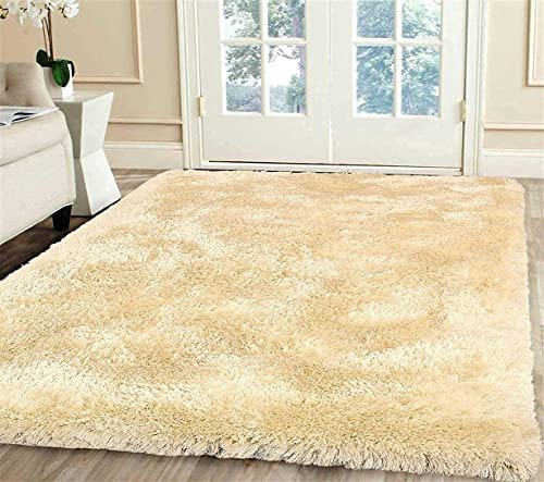 Image of Shaggy Carpet for Home 8 X 10 FEET Ultra-Soft, Thick, and Stylish Shag Texture Ideal for Living Room, Bedroom, or Office - Easy to Clean and Perfect (Ivory)