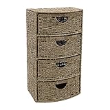 JVL 4 Drawer bow front natural seagrass bathroom cabinet chest storage unit
