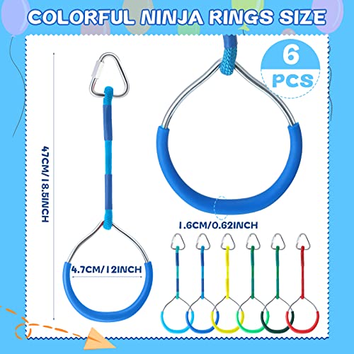 Sanwuta 6 Pack Ninja Monkey Bars Obstacle Trapeze Swing Bars For Ninja Obstacle Course Attachments Funny Backyard Play Sets Ninja Rings And Wheels For Kids Adults Outdoor Activities (Ring) #TOP1