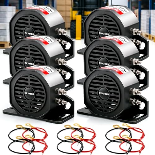 Back up Alarm for Trucks 110dB 12V-48V DC Waterproof Industrial Heavy-Duty Backup Reverse Warning Alarm Super Loud Beeper for Truck Van Freight Car Lorry Heavy Vehicles Equipped 6Pcs