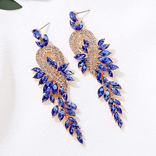 mecresh Marquise Crystal Bridal Chandelier Dangle Drop Earrings Ladies Gifts in Silver/Gold Tone - Image 2