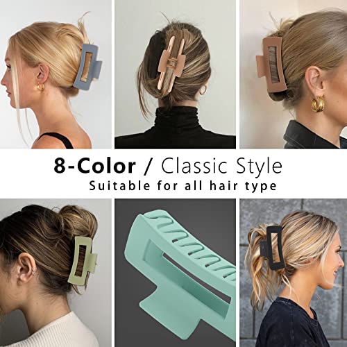 8 Pack Large Rectangle Hair Claw Clips, Matte Square Hair Clips For Women Thick Hair, Strong Hold Jaw Clip Big Non-Slip Hair Clip #TOP5
