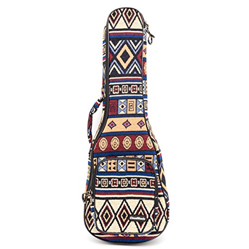 CLOUDMUSIC Ethnice Ukulele Case Ukulele Bag Padded Ukulele Backpack Bag