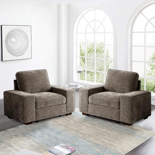 Image of TEKAMON 45 inch Accent Chair with Seat Storage, Oversized Single Sofa Chair, Modern Chenille Fabric Armchair for Living Room /Office with Wide Armrests, Side Pockets, USB /Washable Covers(Brown)