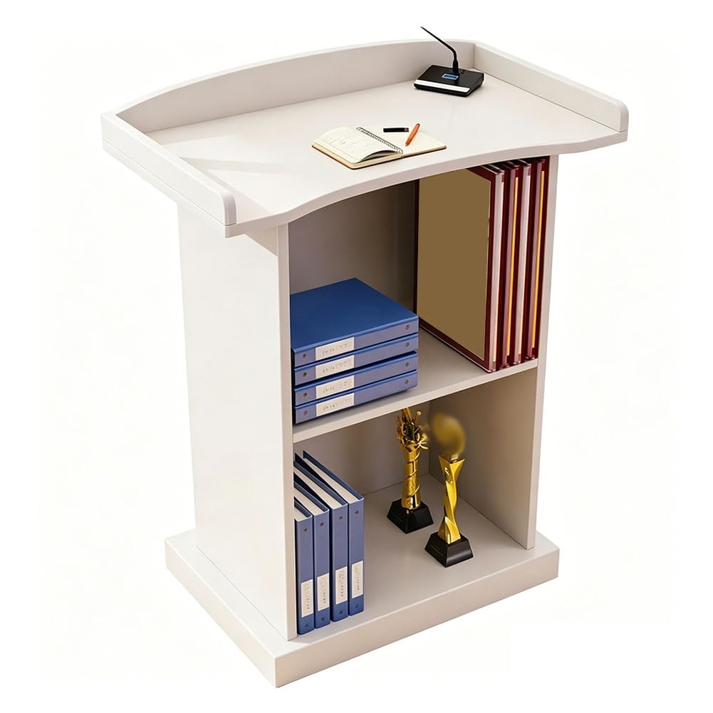 HGTRH Podium Stand, Lectern Wooden Podium Lectern Podium Stand Church Podium Classroom Podium Host Stand Restaurant White