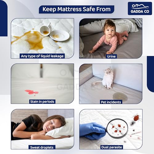 Image of GADDA CO Cotton Feel Terry Ultra Soft 100% Waterproof Mattress Protector King Size, Breathable & Hypoallergenic Mattress Cover, Bed Protector King Size - 78x84 Inch (6.5x7 Ft), Peacock