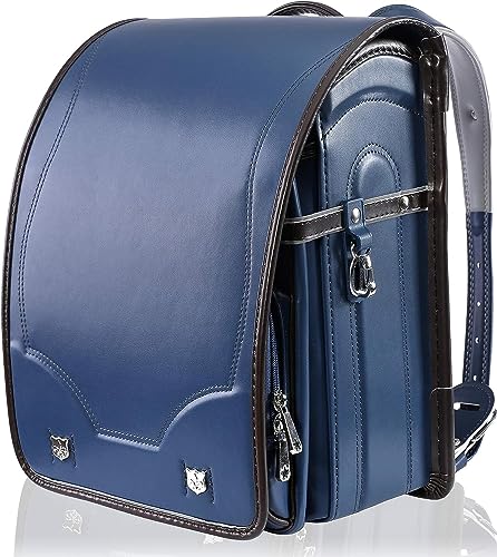 Baobab's wish Ransel Randoseru Backpack Semi-automatic satchel Japanese school bag for girls and boys PU leather bab-rng28 (Blue)
