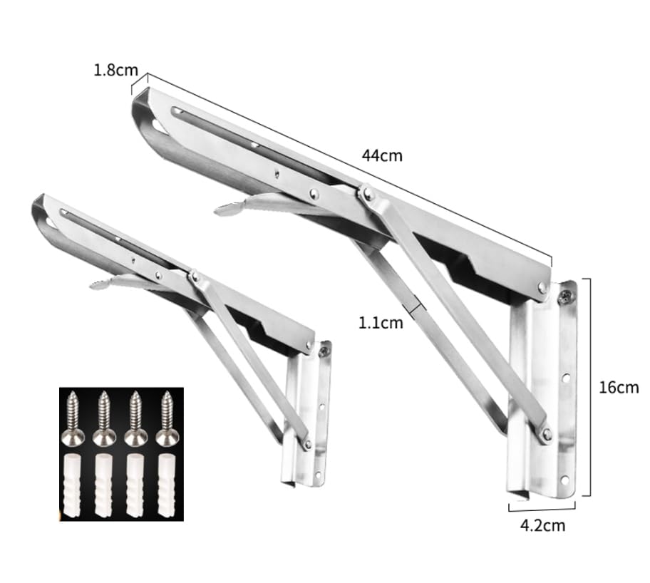 Soporte de estante plegable montado en la pared de acero inoxidable