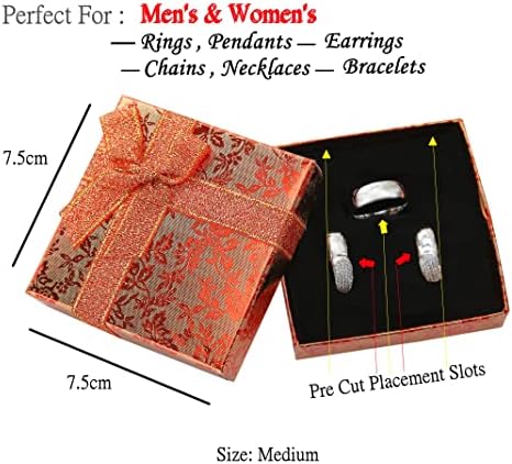 RKC Jewelz x 4 Pcs Mix Size Set of Beautiful Sparkling Elegant Ribbon Jewellery Gift Boxes for Necklaces Bracelets Earrings Rings Presents Gift Box