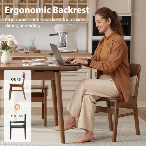 Image of AnywaysWood 4 fo Solid Wood Ladder Back Chair, Classic Backed Kitchen & Dining Room Chairs,Kitchen Chairs mid Century Dining Chair Wooden, 4 of Dining Chairs,Suitable for Offices, Dining Tables