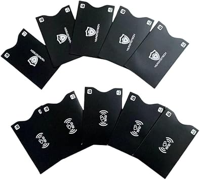 YARONGTECH RFID Blocking Sleeves Ultimate Premium Identity Theft Protection Cover Pack of 10 Black