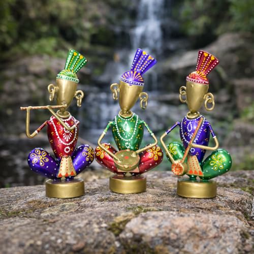 Image of CraftVatika Home Decoration Items for Living Room, Rajasthani Decorative Musician Showpiece Items, Aesthetic Home Decor, Anniversary Birthday Wedding Return Housewarming Gifts for Woman Man, Set of 3