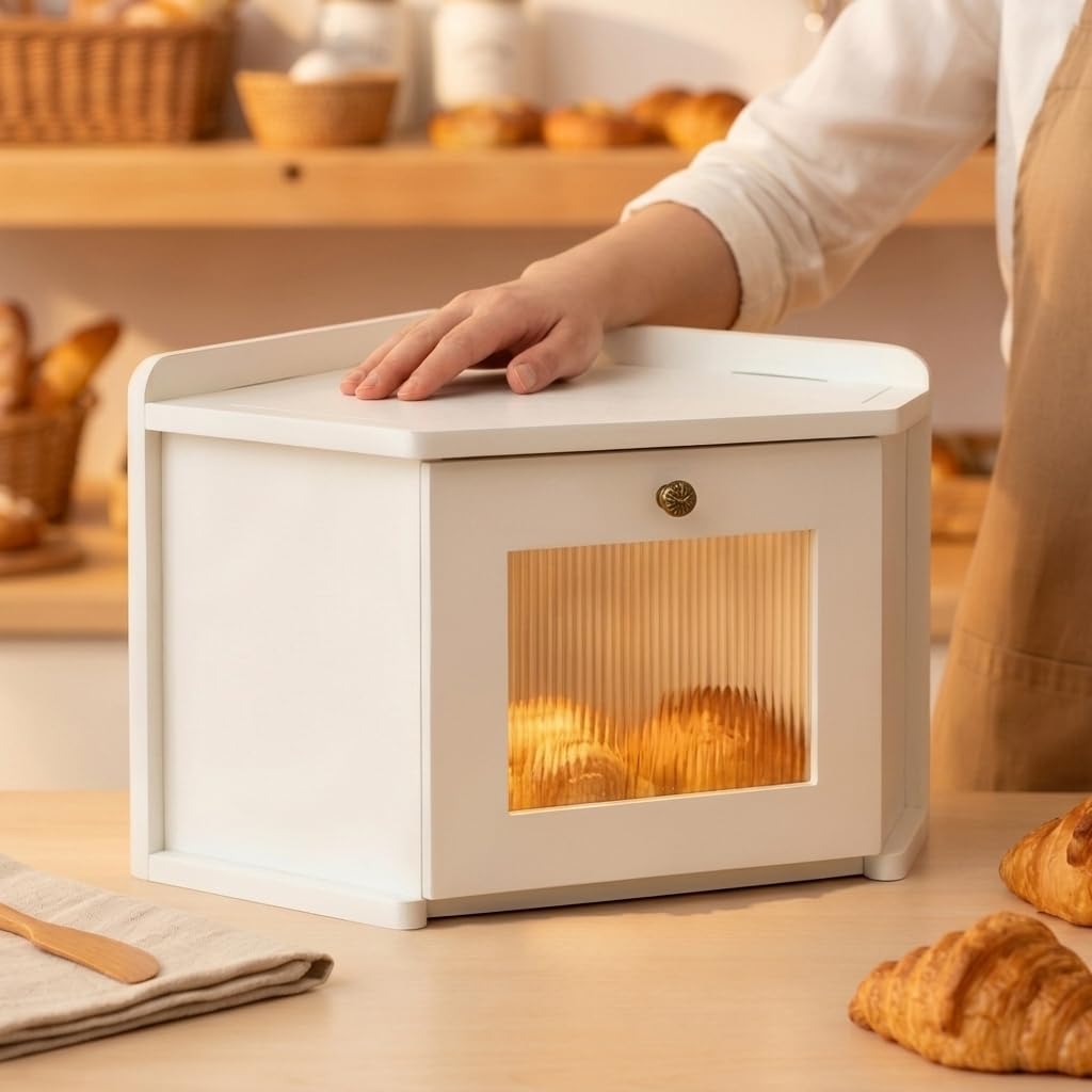 HoldOneLight Boîte à pain pour la cuisine, grande boîte de rangement pour pain, pâtisserie, boîte à pain pour comptoir
