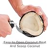 2 PCS Coconut Opener Tool Set Coconut Meat Remover Stainless Steel Coconut Opener Scraper Knife Coconut Punch Tool with Durable Non-Slip Wooden Handle Scraper