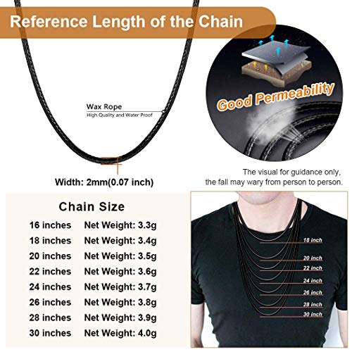 Black Leather Cord Necklace Rope With 316L Stainless Steel Clasp 2Mm 18 Inches Gifts For Women Mens Leather Necklace Black #TOP5