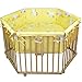 HONEY BEE Kinderlaufstall Baby Laufgitter Laufstall 6-eckig + Einlage Gelb Ente, 3 fach höhenverstellbar